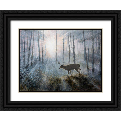 Deer Path IV Black Ornate Wood Framed Art Print with Double Matting by Lynnsy, B.
