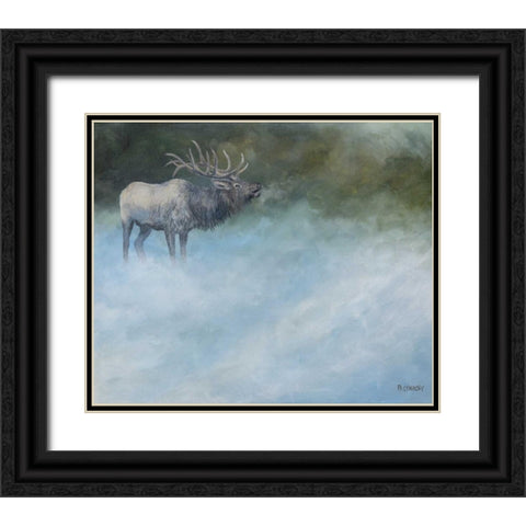 Elk Journey II Black Ornate Wood Framed Art Print with Double Matting by Lynnsy, B.