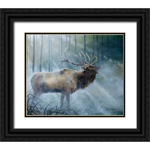 Elk Journey III Black Ornate Wood Framed Art Print with Double Matting by Lynnsy, B.