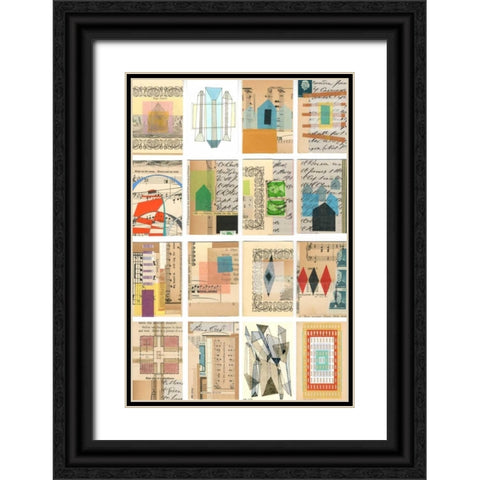 Mid Century Grid II Black Ornate Wood Framed Art Print with Double Matting by Galapon, Nikki