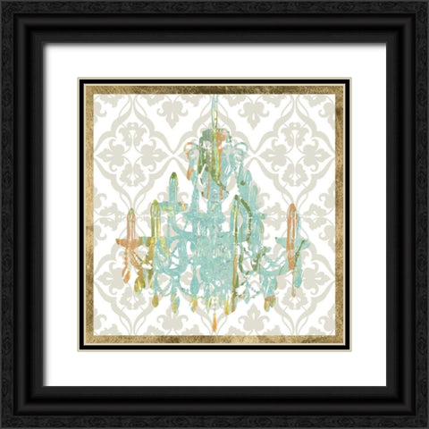 Damask Chandelier I Black Ornate Wood Framed Art Print with Double Matting by Goldberger, Jennifer