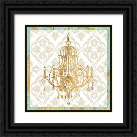 Damask Chandelier II Black Ornate Wood Framed Art Print with Double Matting by Goldberger, Jennifer