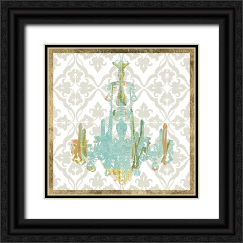 Damask Chandelier III Black Ornate Wood Framed Art Print with Double Matting by Goldberger, Jennifer