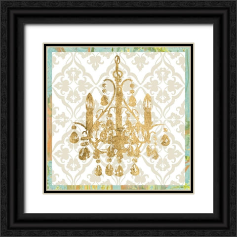 Damask Chandelier IV Black Ornate Wood Framed Art Print with Double Matting by Goldberger, Jennifer