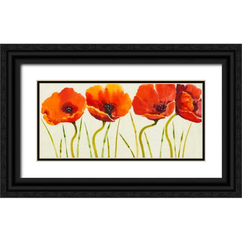 Row of Tulips II Black Ornate Wood Framed Art Print with Double Matting by OToole, Tim