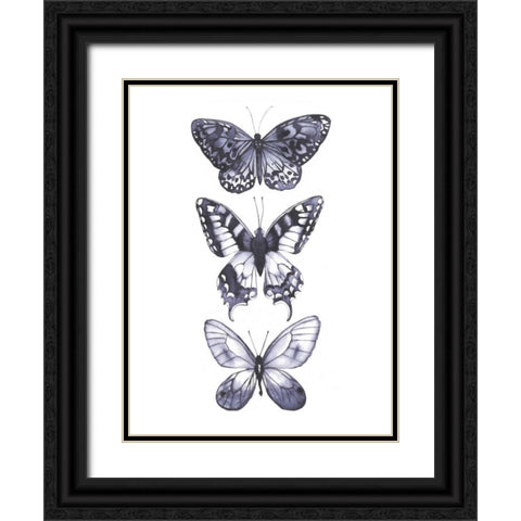 Monochrome Butterflies I Black Ornate Wood Framed Art Print with Double Matting by Popp, Grace