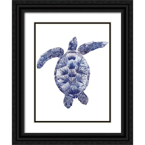 Marine Turtle II Black Ornate Wood Framed Art Print with Double Matting by Popp, Grace