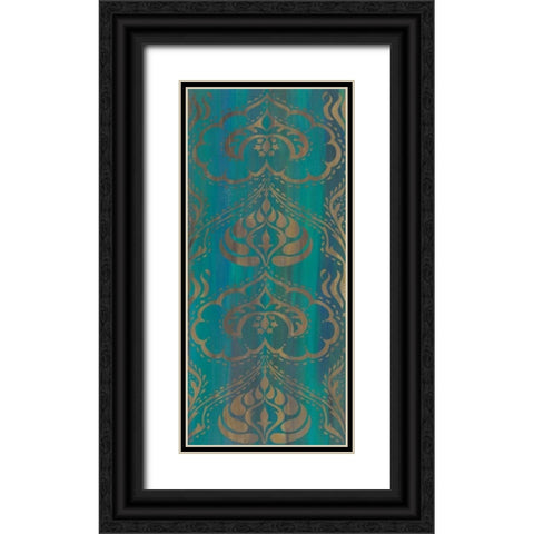 Blue Arabesque II Black Ornate Wood Framed Art Print with Double Matting by Zarris, Chariklia