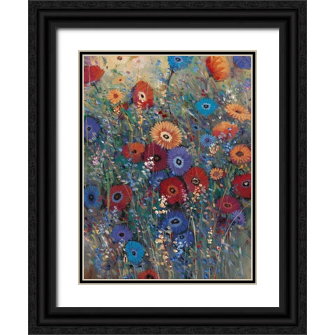 Flower Patch II Black Ornate Wood Framed Art Print with Double Matting by OToole, Tim