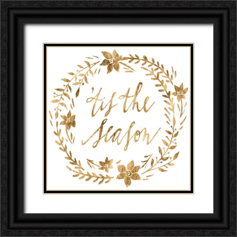 Golden Christmas I Black Ornate Wood Framed Art Print with Double Matting by Popp, Grace