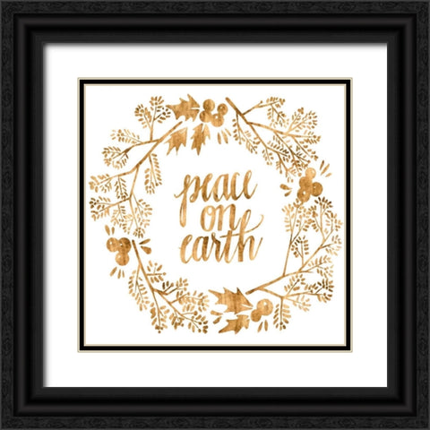 Golden Christmas II Black Ornate Wood Framed Art Print with Double Matting by Popp, Grace