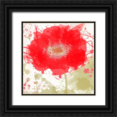 Modern Red Black Ornate Wood Framed Art Print with Double Matting by Orlov, Irena