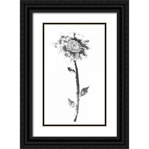 Ink Rose Black Ornate Wood Framed Art Print with Double Matting by Rae, Nan