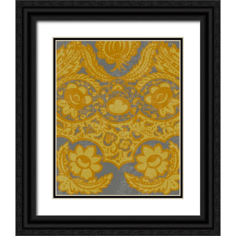 Graphic Damask III Black Ornate Wood Framed Art Print with Double Matting by Zarris, Chariklia