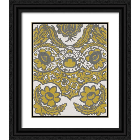 Graphic Damask V Black Ornate Wood Framed Art Print with Double Matting by Zarris, Chariklia