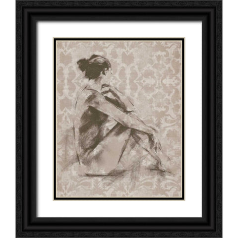 Figure with Damask I Black Ornate Wood Framed Art Print with Double Matting by Harper, Ethan