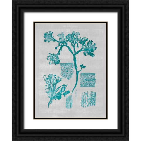 Teal Coral I Black Ornate Wood Framed Art Print with Double Matting by Goldberger, Jennifer