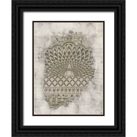 Non-Embellished Aged Indian Mural Black Ornate Wood Framed Art Print with Double Matting by McCavitt, Naomi
