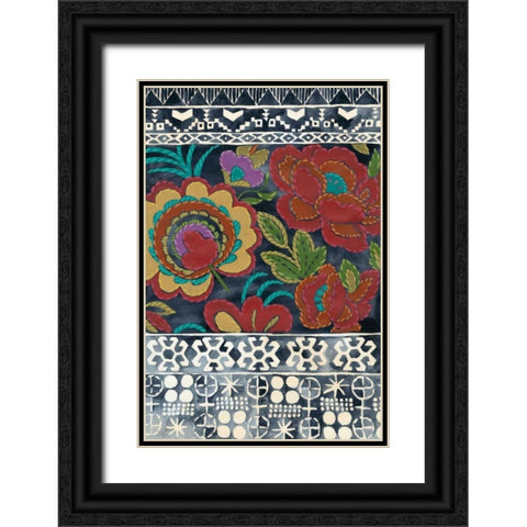 Batik Embroidery I Black Ornate Wood Framed Art Print with Double Matting by Zarris, Chariklia