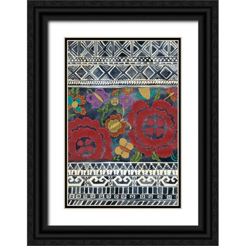 Batik Embroidery II Black Ornate Wood Framed Art Print with Double Matting by Zarris, Chariklia