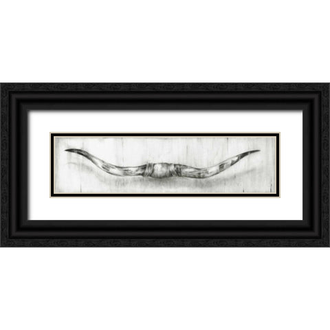 Mounted Longhorns Black Ornate Wood Framed Art Print with Double Matting by Harper, Ethan