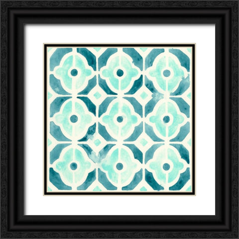 Ocean Tile II Black Ornate Wood Framed Art Print with Double Matting by Vess, June Erica
