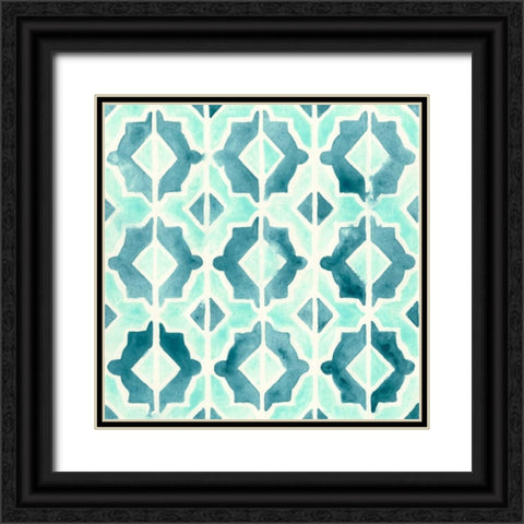 Ocean Tile V Black Ornate Wood Framed Art Print with Double Matting by Vess, June Erica