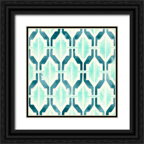 Ocean Tile VI Black Ornate Wood Framed Art Print with Double Matting by Vess, June Erica