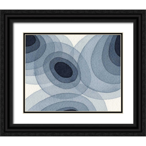 Indigo Ovals I Black Ornate Wood Framed Art Print with Double Matting by Galapon, Nikki