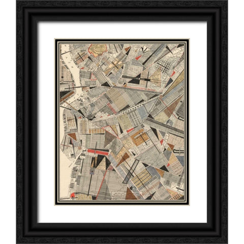 Modern Map of Brooklyn Black Ornate Wood Framed Art Print with Double Matting by Galapon, Nikki