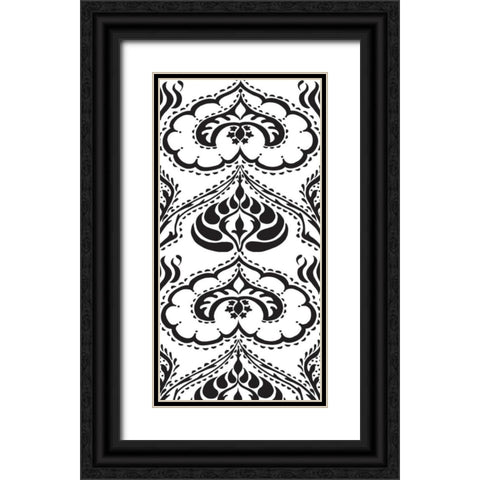 BandW Arabesque Panels II Black Ornate Wood Framed Art Print with Double Matting by Zarris, Chariklia