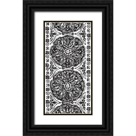 BandW Arabesque Panels III Black Ornate Wood Framed Art Print with Double Matting by Zarris, Chariklia