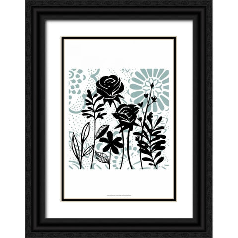 Floral Mist I Black Ornate Wood Framed Art Print with Double Matting by Studio W