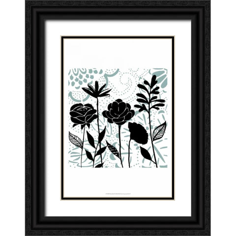 Floral Mist II Black Ornate Wood Framed Art Print with Double Matting by Studio W