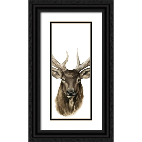 Triptych Elk II Black Ornate Wood Framed Art Print with Double Matting by Popp, Grace