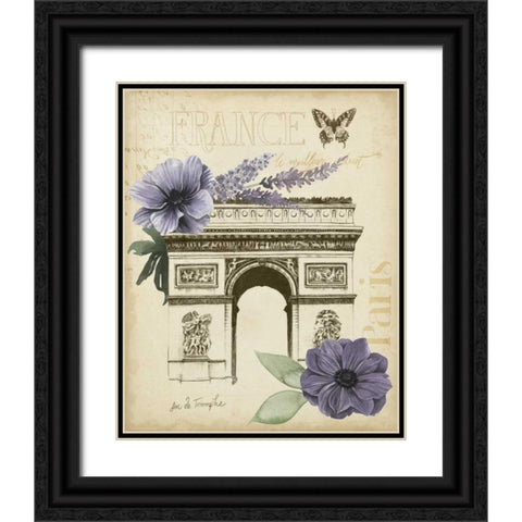 Paris Ephemera I Black Ornate Wood Framed Art Print with Double Matting by Popp, Grace