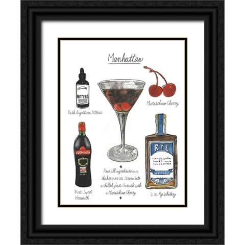 Classic Cocktail - Manhattan Black Ornate Wood Framed Art Print with Double Matting by McCavitt, Naomi