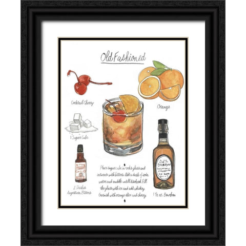 Classic Cocktail - Old Fashioned Black Ornate Wood Framed Art Print with Double Matting by McCavitt, Naomi