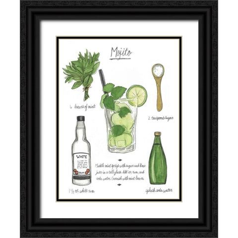 Classic Cocktail - Mojito Black Ornate Wood Framed Art Print with Double Matting by McCavitt, Naomi