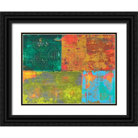 Colorful Leaf Imprint II Black Ornate Wood Framed Art Print with Double Matting by Ray, Elena