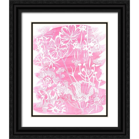 Fuchsia Bouquet I Black Ornate Wood Framed Art Print with Double Matting by Zarris, Chariklia