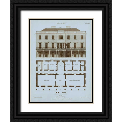 Chambray House and Plan II Black Ornate Wood Framed Art Print with Double Matting by Kelly, Thomas