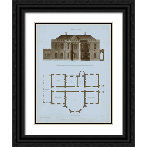 Chambray House and Plan III Black Ornate Wood Framed Art Print with Double Matting by Kelly, Thomas