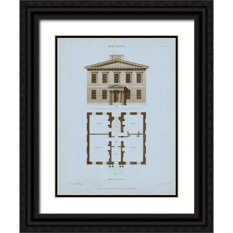 Chambray House and Plan IV Black Ornate Wood Framed Art Print with Double Matting by Kelly, Thomas