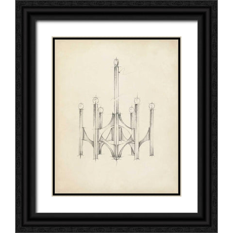 Mid Century Chandelier II Black Ornate Wood Framed Art Print with Double Matting by Harper, Ethan