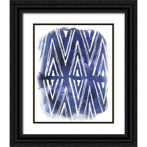 Indigo Batik Vignette II Black Ornate Wood Framed Art Print with Double Matting by Vess, June Erica