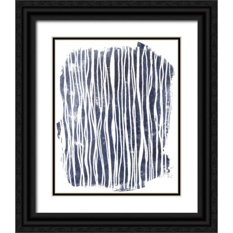 Indigo Batik Vignette III Black Ornate Wood Framed Art Print with Double Matting by Vess, June Erica
