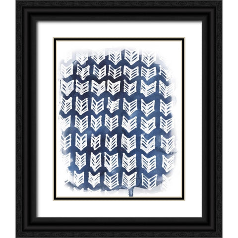 Indigo Batik Vignette IV Black Ornate Wood Framed Art Print with Double Matting by Vess, June Erica