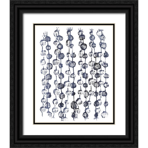 Indigo Batik Vignette V Black Ornate Wood Framed Art Print with Double Matting by Vess, June Erica