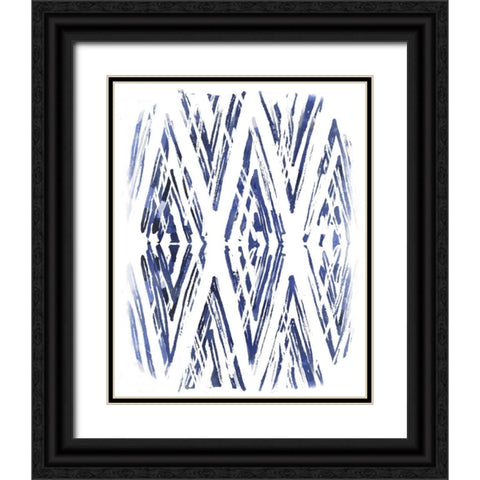 Indigo Batik Vignette VI Black Ornate Wood Framed Art Print with Double Matting by Vess, June Erica